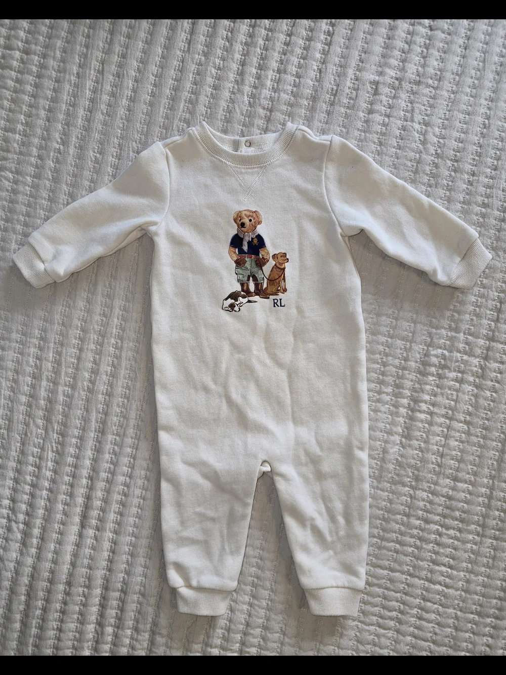Ralph Lauren Polo Bear & Dog Ivory Cotton Coverall